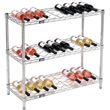 Nexel Wine Bottle Rack, 27 Bottle 36inW x 14inD x 34inH, Chrome 797142